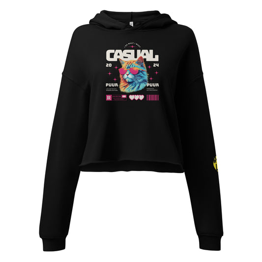 Crop Hoodie - Casual Cat